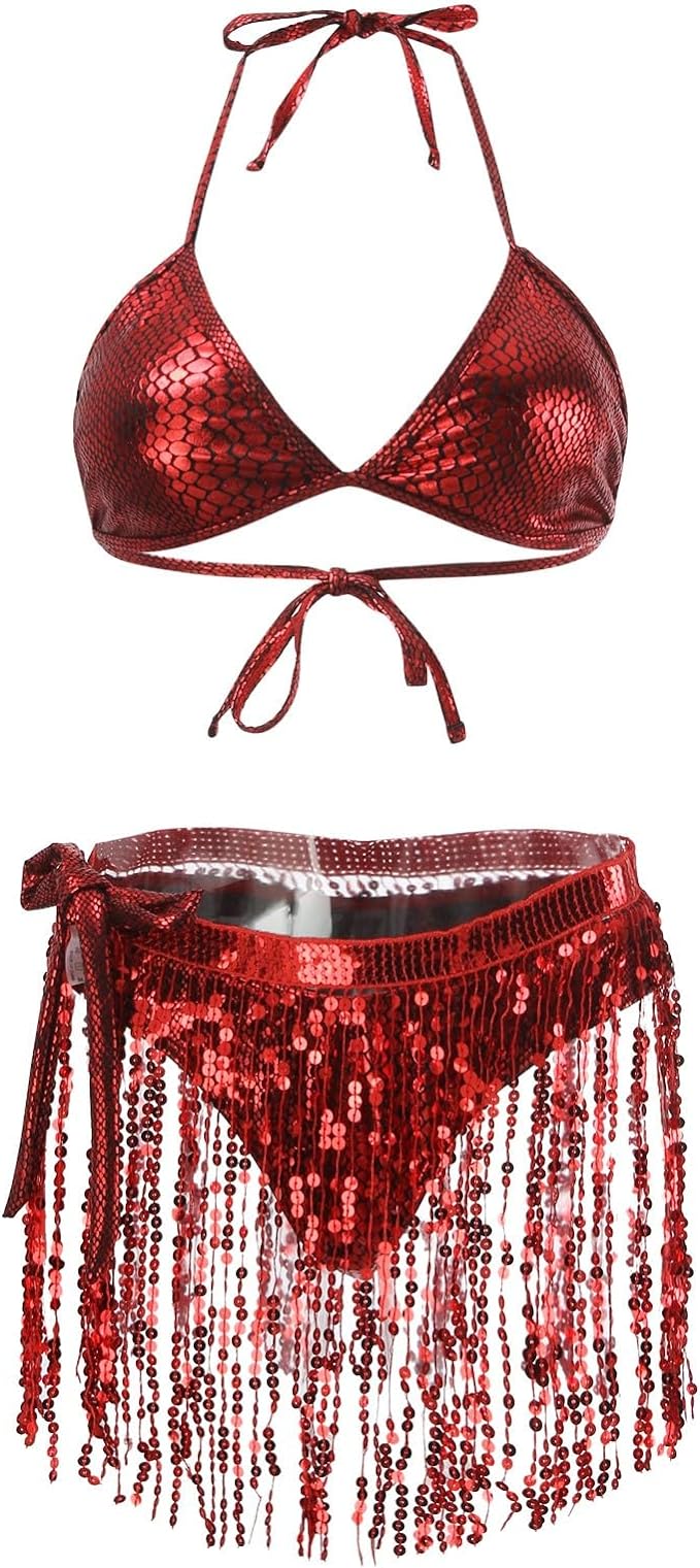  Red Sequins Bikini Set 