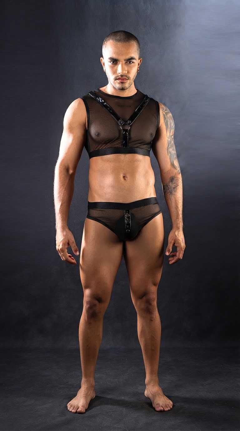 Men’s Sheer Mesh Harness Set